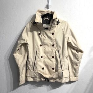 Holden Snowboard Ski Full Zip Jacket Buttons Belt Hood Womens XS Beige Snow